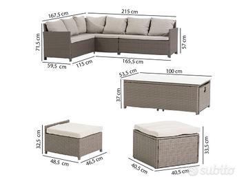 Set da esterni in polirattan