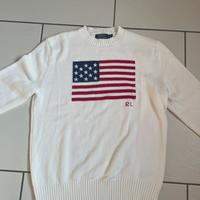 Maglione ralph lauren taglia m bandiera usa bianco