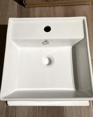 Lavabo da appoggio quadrato 41 cm ceramica