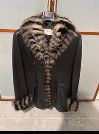 cappotto in vera pelle  con pelliccia di volpe