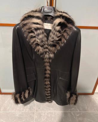 cappotto in vera pelle  con pelliccia di volpe