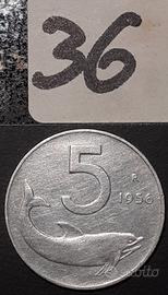 5 LIRE 1956 DELFINO R2
