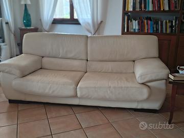 Divano 3 posti in vera pelle beige 