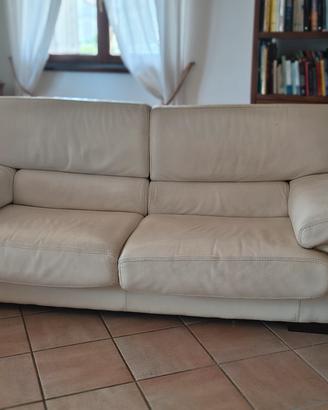 Divano 3 posti in vera pelle beige 