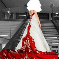 Abito da sposa/cerimonia bianco e bordeaux