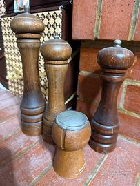 Set 4 Macinapepe e Macinasale vintage in legno