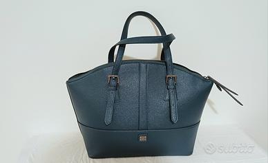 Borsa Rocco Barocco saffiano ottanio capiente zip 