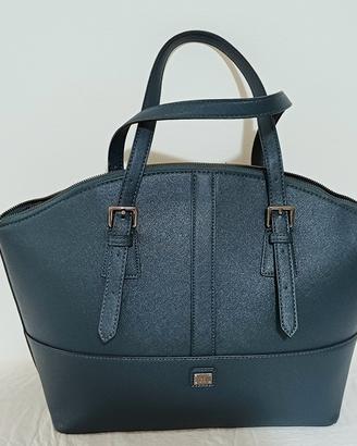 Borsa Rocco Barocco saffiano ottanio capiente zip 