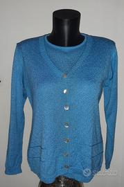 twin set top  cardigan turchese
