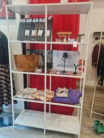 mobile scaffale in vetro e ferro bianco 