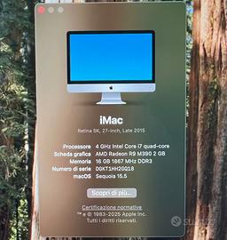 iMac 27 5k late 2015, I7@4GHz, 16GB, 1TB fusion