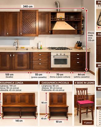 cucina artigianale in larice 3.40 MT completa  