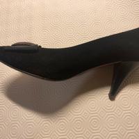 Scarpe LAMOS vintege in camoscio nero con tacco