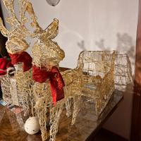 Renne luminose con slitta Natale bianco freddo