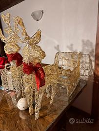 Renne luminose con slitta Natale bianco freddo