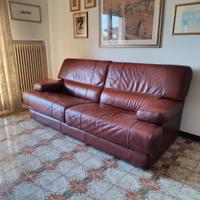 Divano in pelle marrone - 3 posti