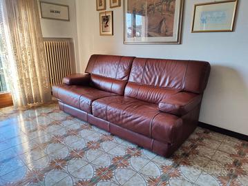 Divano in pelle marrone - 3 posti