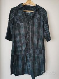 Vestito verde scuro camicia stile scozzese