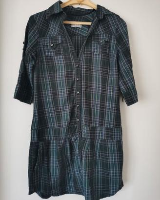 Vestito verde scuro camicia stile scozzese