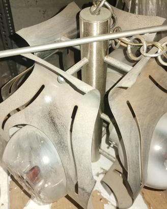 Lampadari di in vetro penso murano con cromatura