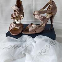 Sandali Pompili n. 39 con tacco cm 11, Beige oro