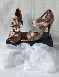 Sandali Pompili n. 39 con tacco cm 11, Beige oro
