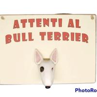 Targa in legno Cane Bull Terrier in resina