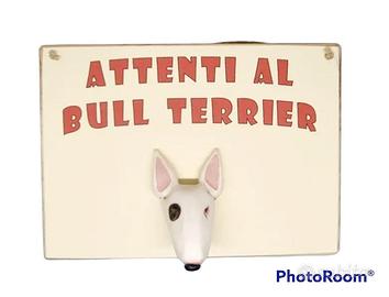Targa in legno Cane Bull Terrier in resina