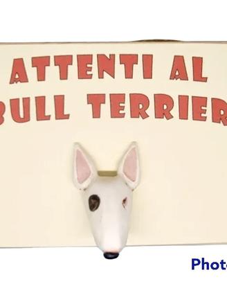 Targa in legno Cane Bull Terrier in resina