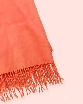 Sciarpa pashmina corallo arancio con frange