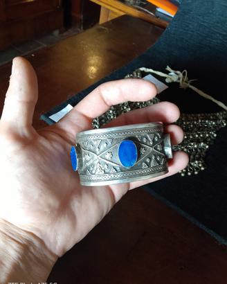 bracciale afgano in argento con lapislazzuli 
