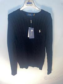 Maglione ralph lauren nero con logo bianco