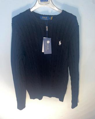 Maglione ralph lauren nero con logo bianco
