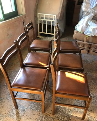 Sedie vintage anni 70’ in legno color marrone -N.6