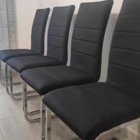 Set 4 sedie moderne nere- struttura cromata 