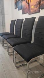Set 4 sedie moderne nere- struttura cromata 