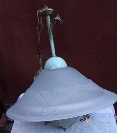 Lampadario vintage a sospensione in stile Art Déco