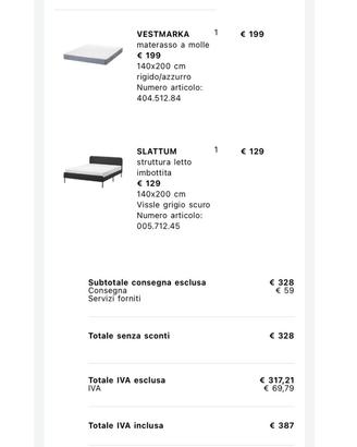 Letto matrimoniale 140x200 + materasso incluso