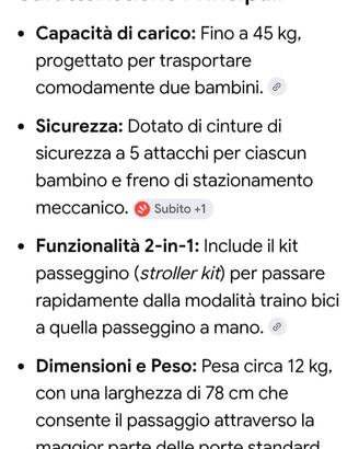 Thule passeggino doppio sia per bici che a piedi