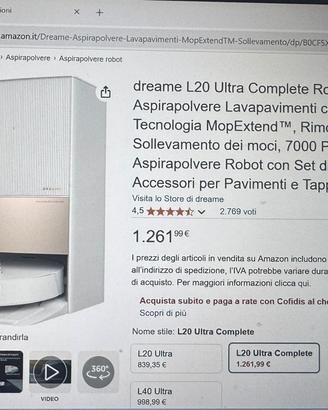 Robot aspirapolvere L20 Ultra