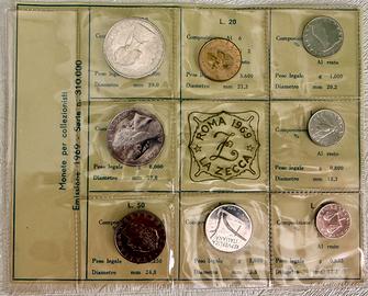 Serie monete Repubblica 1969  con 500 lire argento