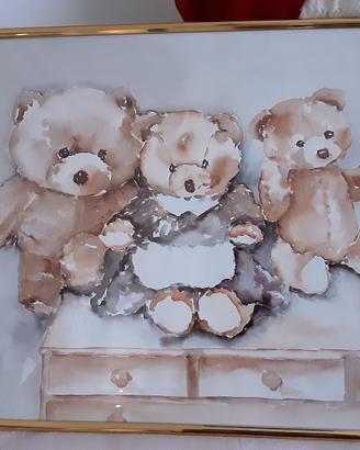 Quadro nuovo con orsetti  per cameretta bambini 