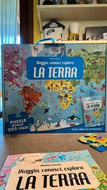 Grande puzzle ovale della terra 205pezzi + libro
