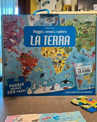 Grande puzzle ovale della terra 205pezzi + libro