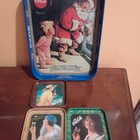 Vassoio natalizio e 3 sottobicchieri coca cola 