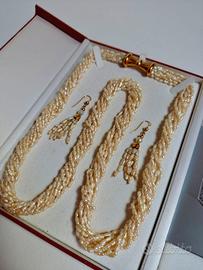 Parure vintage perle di fiume naturali oro 750 