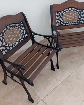 Panchine d'epoca in legno e ghisa 