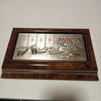 Scatola porta sigari in legno e argento 