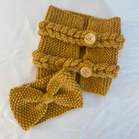 Set fascia e scaldacollo lana senape adulta tg U