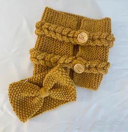 Set fascia e scaldacollo lana senape adulta tg U